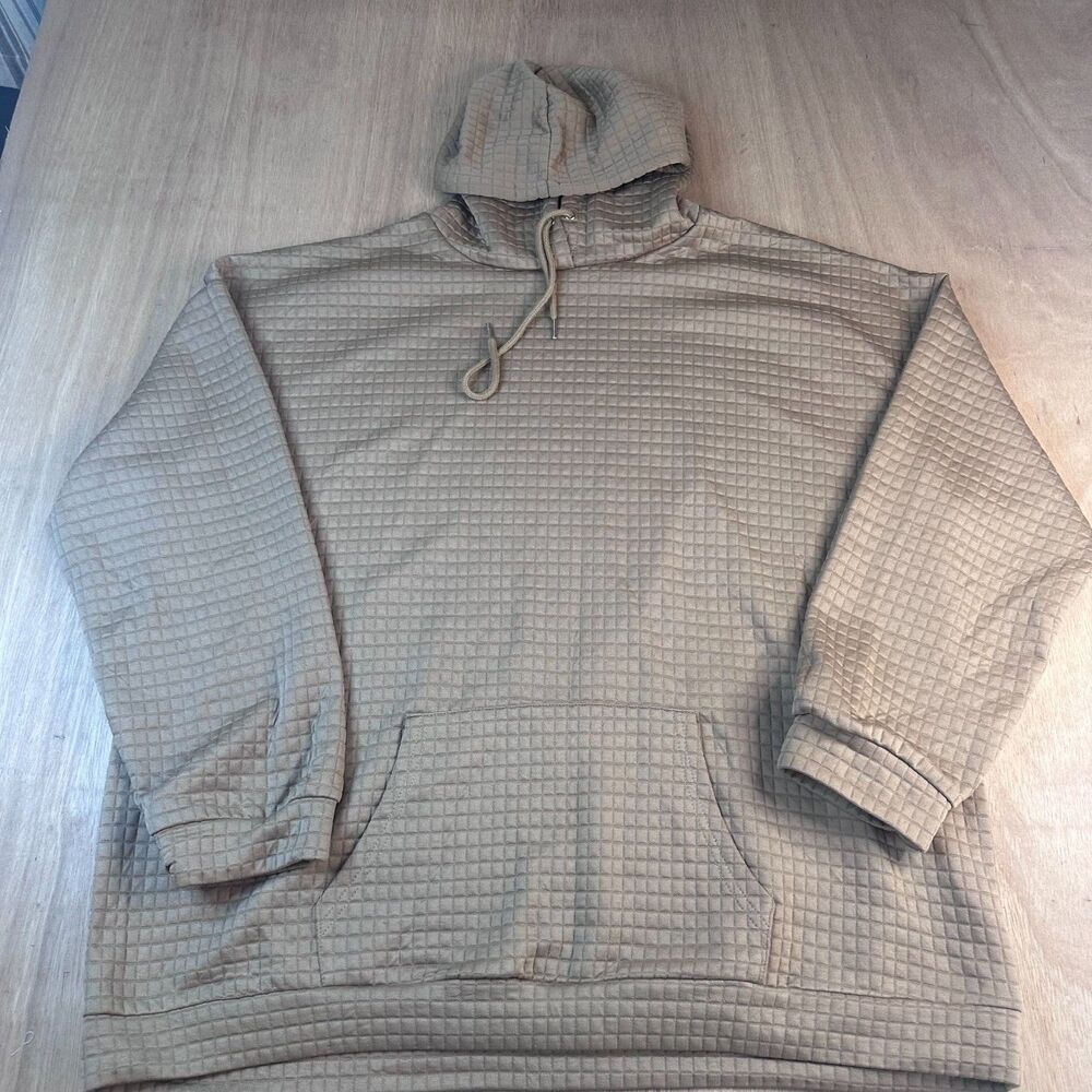 Women's 4X Brown Quilted Hoodie Pullover Kangaroo Pocket Plus Size